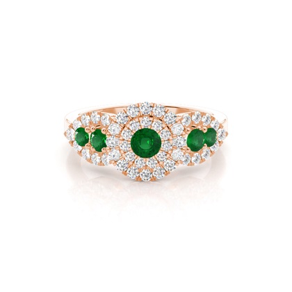 Prong Round Cluster Emerald Ring
