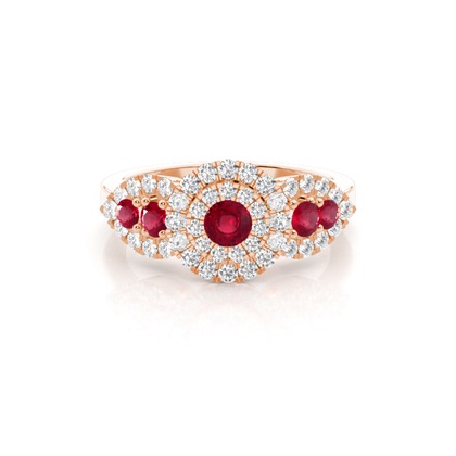 Prong Round Cluster Ruby Ring