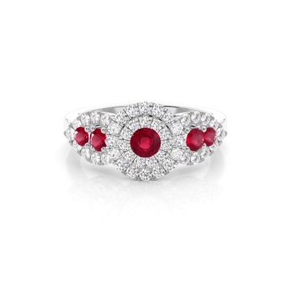 Prong Round Cluster Ruby Ring