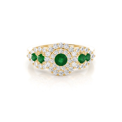 Prong Round Cluster Emerald Ring