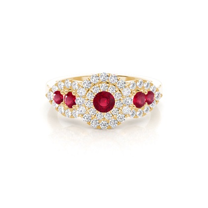 Prong Round Cluster Ruby Ring