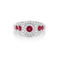 Prong Round Cluster Ruby Ring