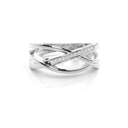 Pave Setting Round Diamond Promise Ring