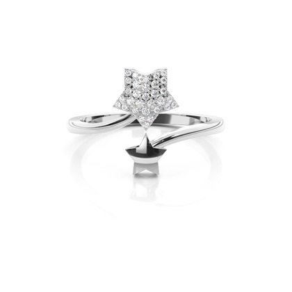 Round Silver Cluster Diamond Rings