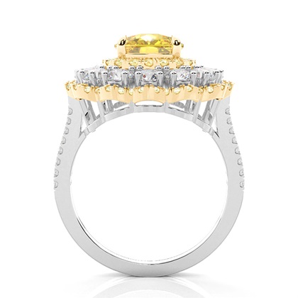 Cushion Yellow Diamond Engagement Rings