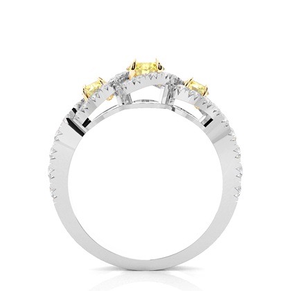 Three Stone Yellow Diamond Engagement Ring