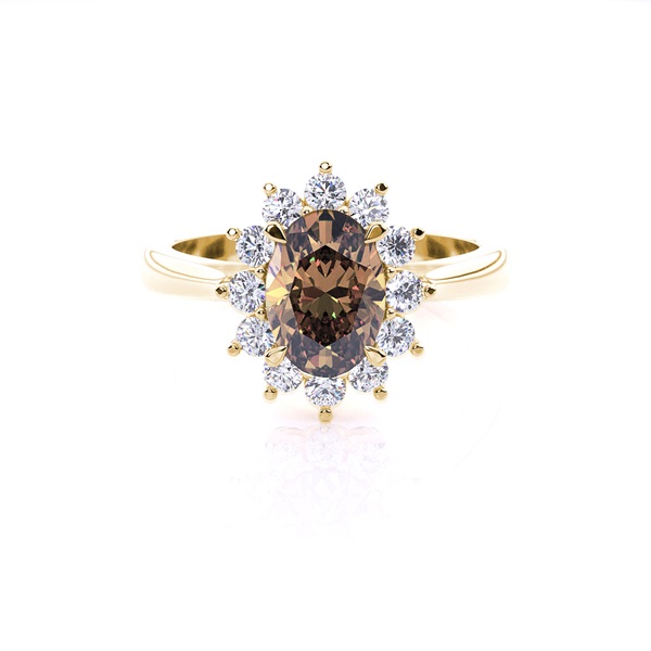 Prong Setting Champagne Diamond Halo Engagement Ring