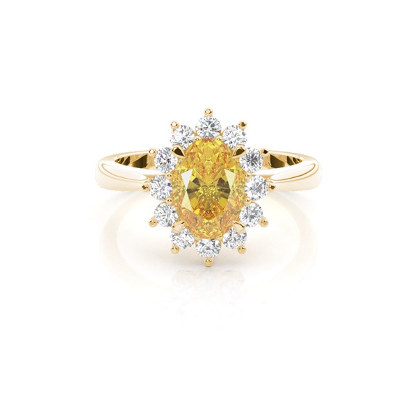 Pave Setting Oval Yellow Diamond Cluster Ring