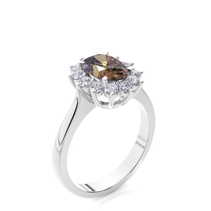 Prong-Rahmen-Champagner-Diamant-Halo-Verlobungsring
