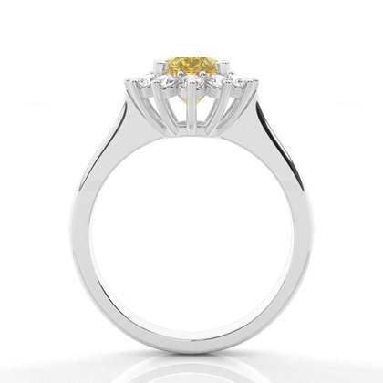 Pave Setting Oval Yellow Diamond Cluster Ring