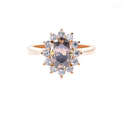 Prong Setting Champagne Diamond Halo Engagement Ring