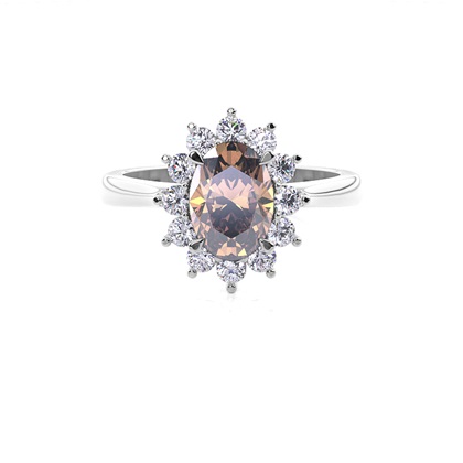 Prong Setting Champagne Diamond Halo Engagement Ring