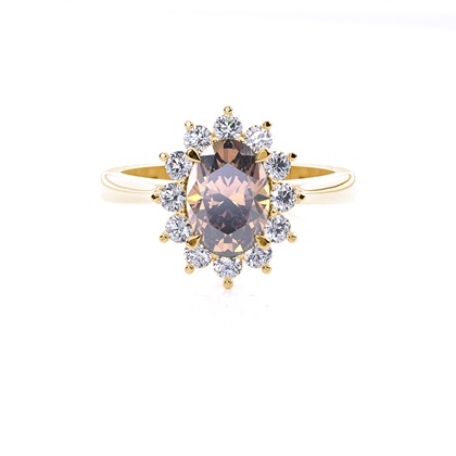 Prong Setting Champagne Diamond Halo Engagement Ring