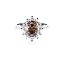 Prong Setting Champagne Diamond Halo Engagement Ring