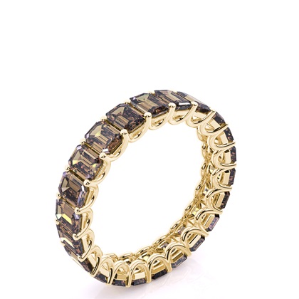 Emerald Yellow Gold Champagne Diamond Rings