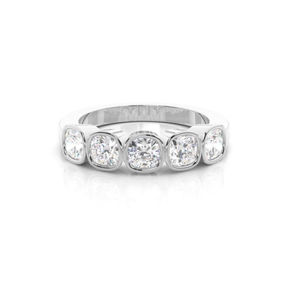 Cushion 5 Stone Diamond Rings