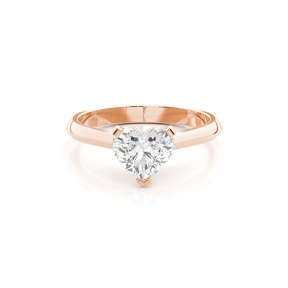 Heart Rose Gold Solitaire Diamond Rings