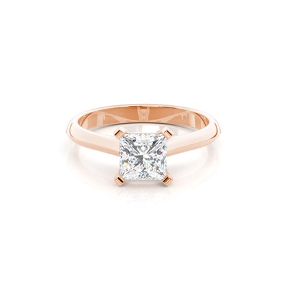 Princess Rose Gold Classic Solitaire Engagement Rings