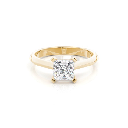 Princess Yellow Gold Classic Solitaire Engagement Rings
