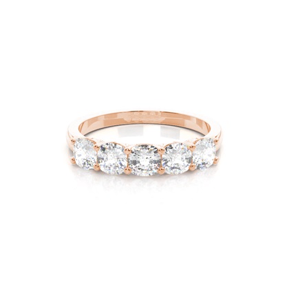 Cushion Rose Gold 5 Stone Diamond Rings