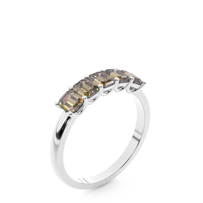 Prong Setting Plain Five Stone Champagne Diamond Ring