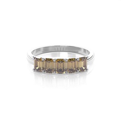Prong Setting Plain Five Stone Champagne Diamond Ring