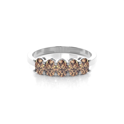 Prong Setting Plain Five Stone Champagne Diamond Ring