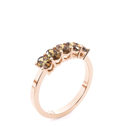 Oval Rose Gold 5 Stone Diamond Rings