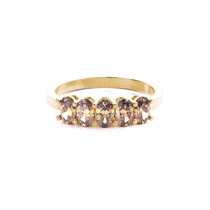 Oval Yellow Gold 5 Stone Diamond Rings