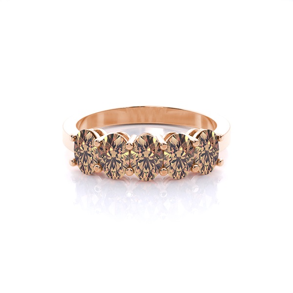 Prong Setting Plain Five Stone Champagne Diamond Ring