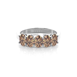 Prong Setting Plain Five Stone Champagne Diamond Ring