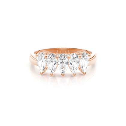 Pear Rose Gold 5 Stone Diamond Rings