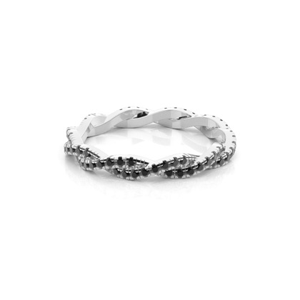 Pave Setting Full Eternity Black Diamond Ring