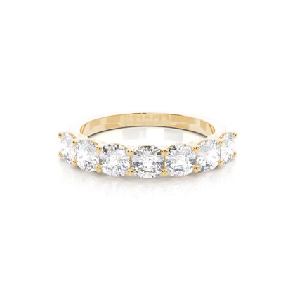 Cushion Yellow Gold 7 Stone Diamond Rings
