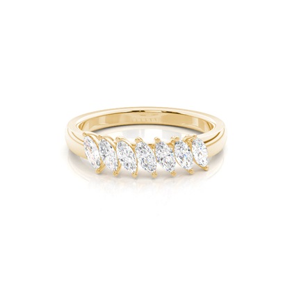 Marquise Yellow Gold 7 Stone Diamond Rings