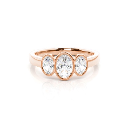 Rose Gold 3 Stone Diamond Rings
