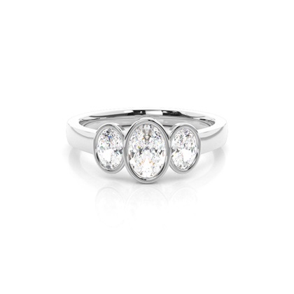Oval 3 Stone Diamond Rings