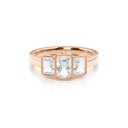 Radiant Rose Gold 3 Stone Diamond Rings
