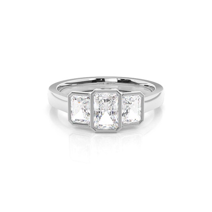 Bezel Setting Radiant Trilogy Diamond Engagement Ring