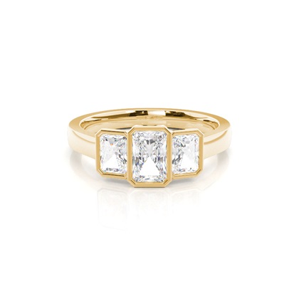 Radiant Yellow Gold 3 Stone Diamond Rings