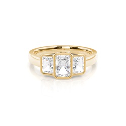 Bezel Setting Radiant Trilogy Diamond Engagement Ring