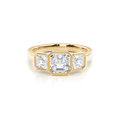 Radiant Yellow Gold 3 Stone Diamond Rings