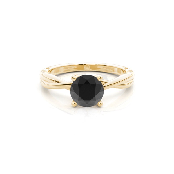 Round Black Diamond Solitaire Engagement Ring