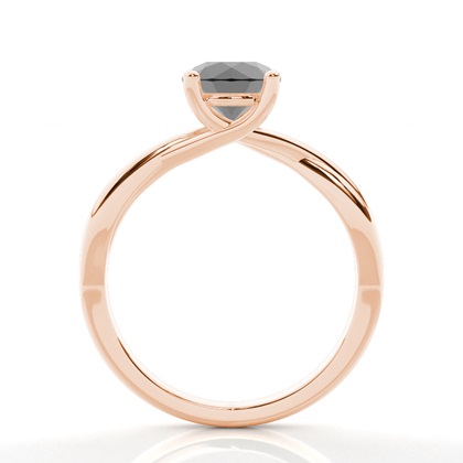 Verlobungsring mit runden schwarzen Diamanten in Solitärform