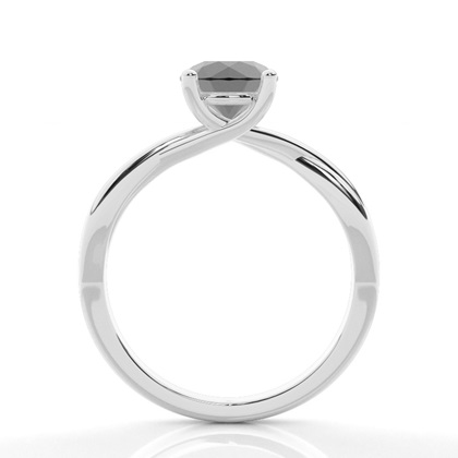 Verlobungsring mit runden schwarzen Diamanten in Solitärform