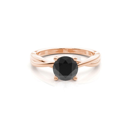 Round Black Diamond Solitaire Engagement Ring
