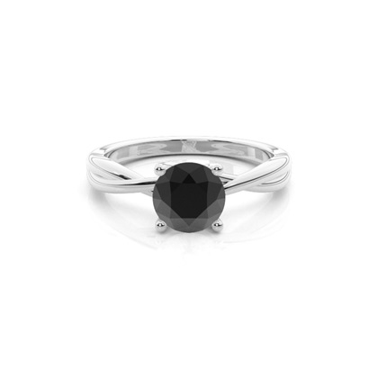 Round Black Diamond Solitaire Engagement Ring