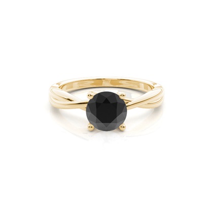 Round Black Diamond Solitaire Engagement Ring