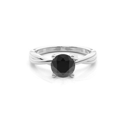 Verlobungsring mit runden schwarzen Diamanten in Solitärform