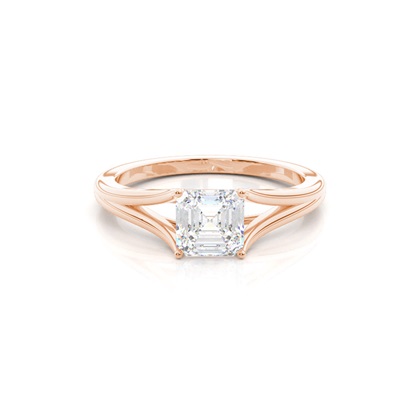 Asscher Rose Gold Solitaire Diamond Rings